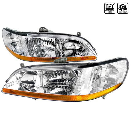 Spec-D Tuning 98-02 Honda Accord Crystal Housing Headlights Chrome 2LH-ACD98-RS